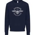 Gym Fitness Improve Your Power Skull Mens Sweatshirt Jumper Navy Blue