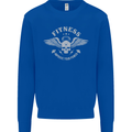 Gym Fitness Improve Your Power Skull Mens Sweatshirt Jumper Royal Blue