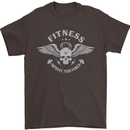 Gym Fitness Improve Your Power Skull Mens T-Shirt Cotton Gildan Dark Chocolate