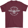Gym Fitness Improve Your Power Skull Mens T-Shirt Cotton Gildan Maroon