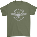 Gym Fitness Improve Your Power Skull Mens T-Shirt Cotton Gildan Military Green