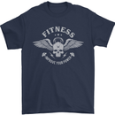 Gym Fitness Improve Your Power Skull Mens T-Shirt Cotton Gildan Navy Blue