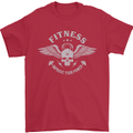 Gym Fitness Improve Your Power Skull Mens T-Shirt Cotton Gildan Red