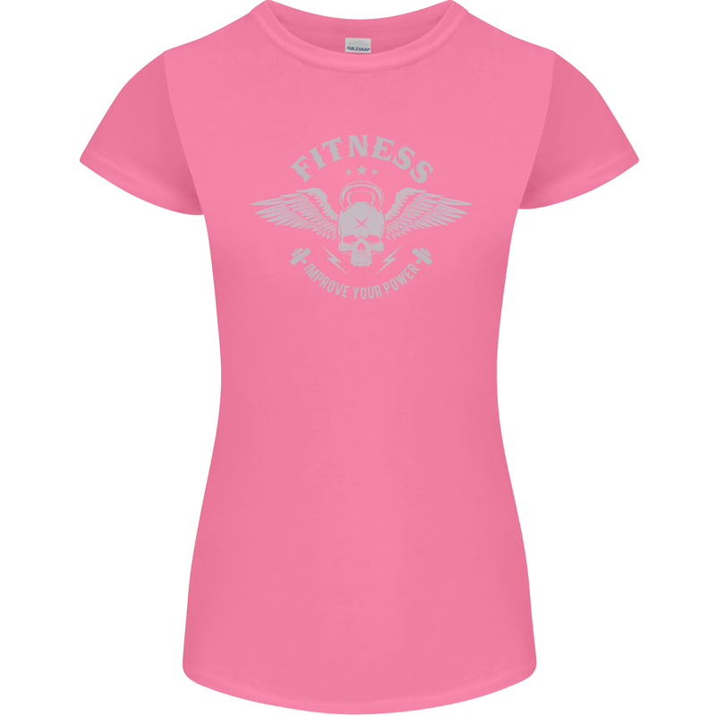 Gym Fitness Improve Your Power Skull Womens Petite Cut T-Shirt Azalea