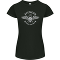 Gym Fitness Improve Your Power Skull Womens Petite Cut T-Shirt Black