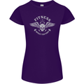 Gym Fitness Improve Your Power Skull Womens Petite Cut T-Shirt Purple
