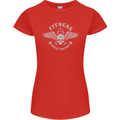 Gym Fitness Improve Your Power Skull Womens Petite Cut T-Shirt Red