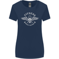 Gym Fitness Improve Your Power Skull Womens Wider Cut T-Shirt Navy Blue
