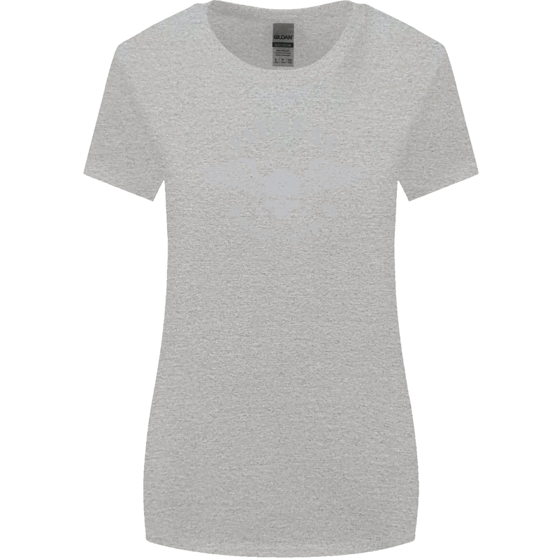 Gym Fitness Improve Your Power Skull Womens Wider Cut T-Shirt Sports Grey