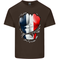 Gym French Tricolour Flag Muscles France Mens Cotton T-Shirt Tee Top Dark Chocolate