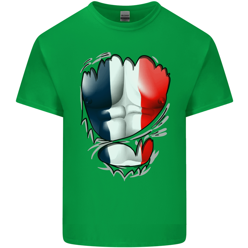 Gym French Tricolour Flag Muscles France Mens Cotton T-Shirt Tee Top Irish Green
