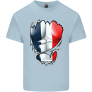 Gym French Tricolour Flag Muscles France Mens Cotton T-Shirt Tee Top Light Blue