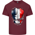 Gym French Tricolour Flag Muscles France Mens Cotton T-Shirt Tee Top Maroon