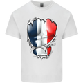 Gym French Tricolour Flag Muscles France Mens Cotton T-Shirt Tee Top White