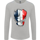 Gym French Tricolour Flag Muscles France Mens Long Sleeve T-Shirt Sports Grey