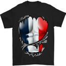 Gym French Tricolour Flag Muscles France Mens T-Shirt Cotton Gildan Black