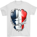 Gym French Tricolour Flag Muscles France Mens T-Shirt Cotton Gildan White