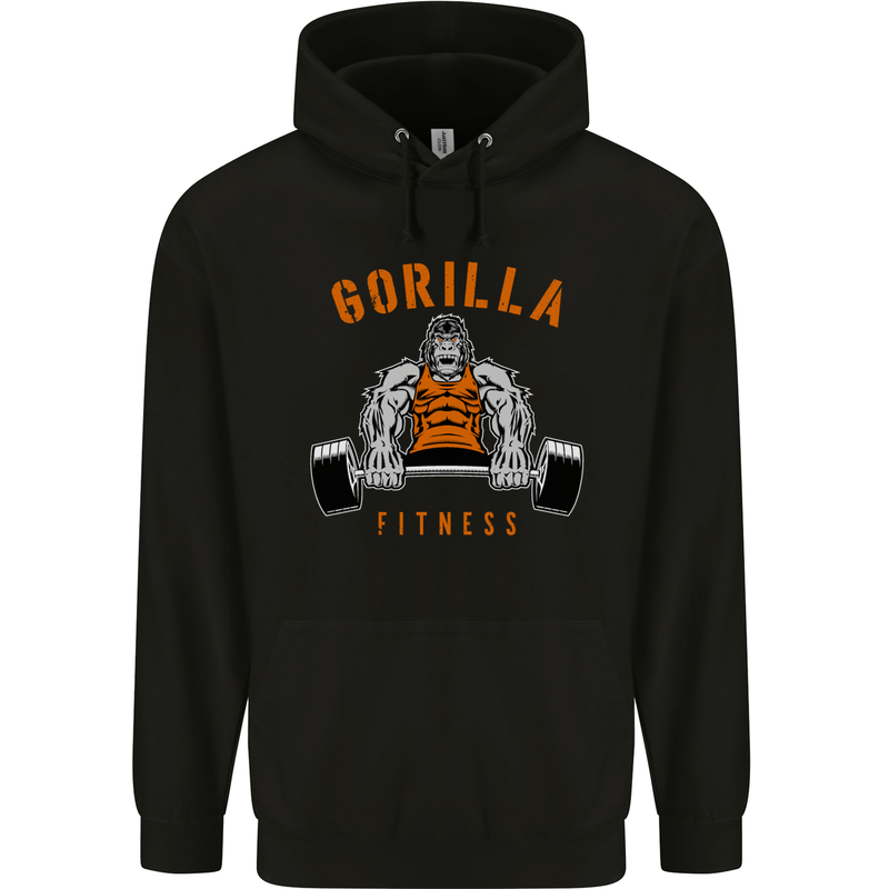 Gym Gorilla Fitness Bodybuilding Training Childrens Kids Hoodie Black
