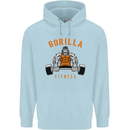 Gym Gorilla Fitness Bodybuilding Training Childrens Kids Hoodie Light Blue
