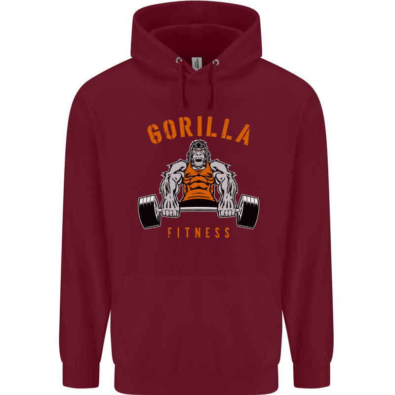 Gym Gorilla Fitness Bodybuilding Training Childrens Kids Hoodie Maroon