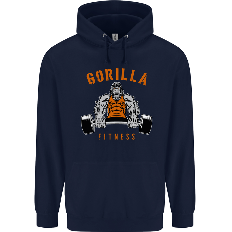 Gym Gorilla Fitness Bodybuilding Training Childrens Kids Hoodie Navy Blue