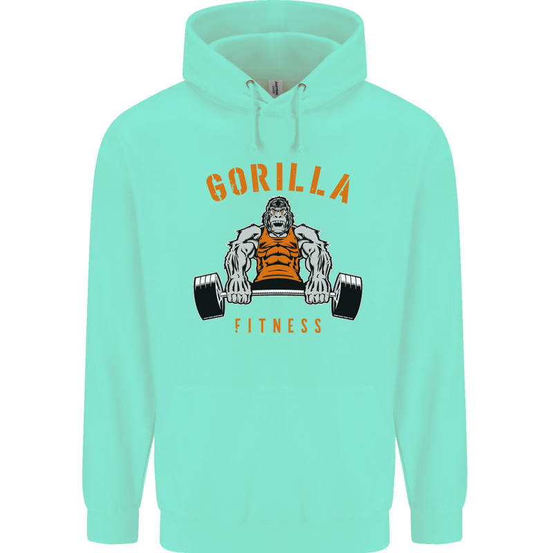 Gym Gorilla Fitness Bodybuilding Training Childrens Kids Hoodie Peppermint
