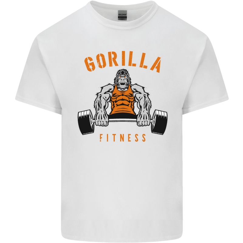 Gym Gorilla Fitness Bodybuilding Training Mens Cotton T-Shirt Tee Top White