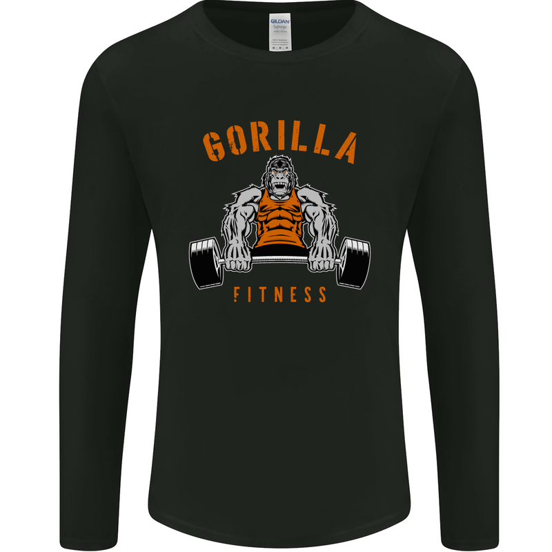 Gym Gorilla Fitness Bodybuilding Training Mens Long Sleeve T-Shirt Black