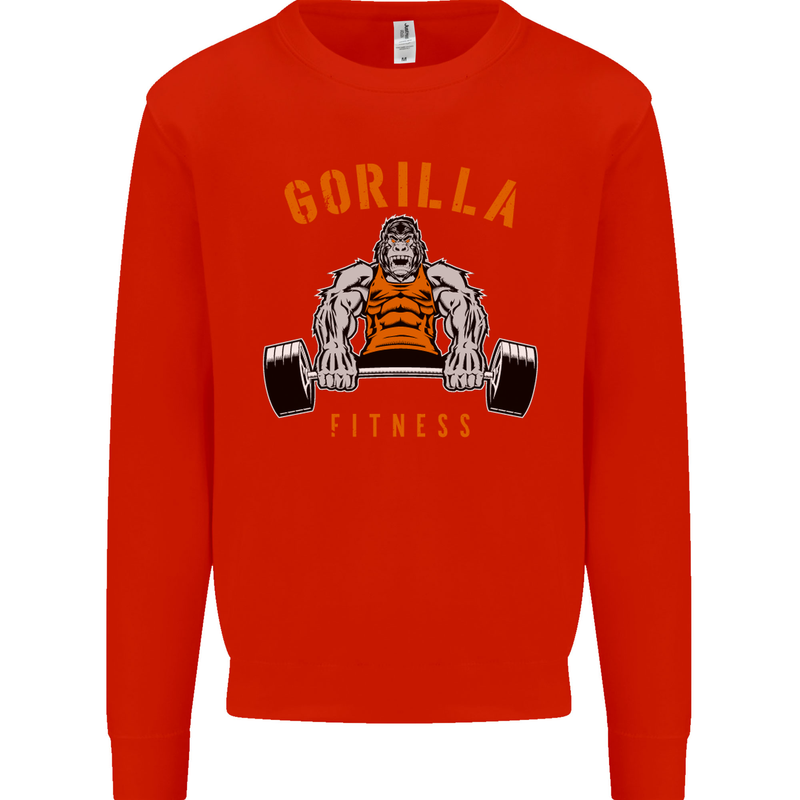 Gym Gorilla Fitness Bodybuilding Training Mens Sweatshirt Jumper Bright Red