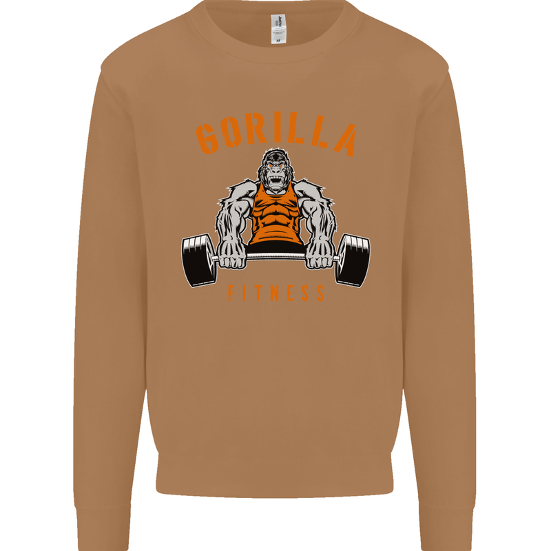 Gym Gorilla Fitness Bodybuilding Training Mens Sweatshirt Jumper Caramel Latte