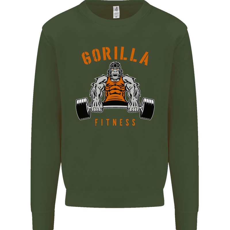 Gym Gorilla Fitness Bodybuilding Training Mens Sweatshirt Jumper Forest Green