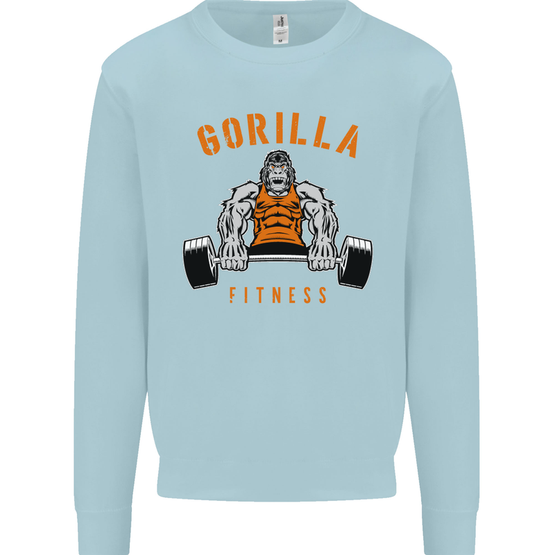 Gym Gorilla Fitness Bodybuilding Training Mens Sweatshirt Jumper Light Blue