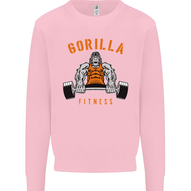 Gym Gorilla Fitness Bodybuilding Training Mens Sweatshirt Jumper Light Pink