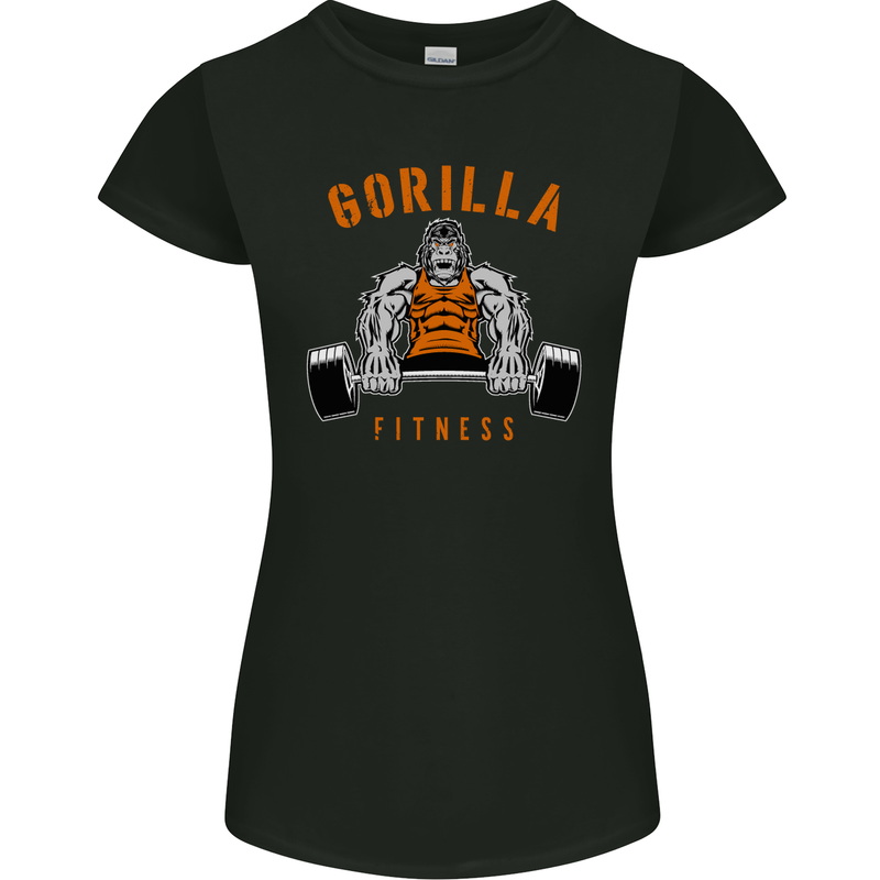 Gym Gorilla Fitness Bodybuilding Training Womens Petite Cut T-Shirt Black