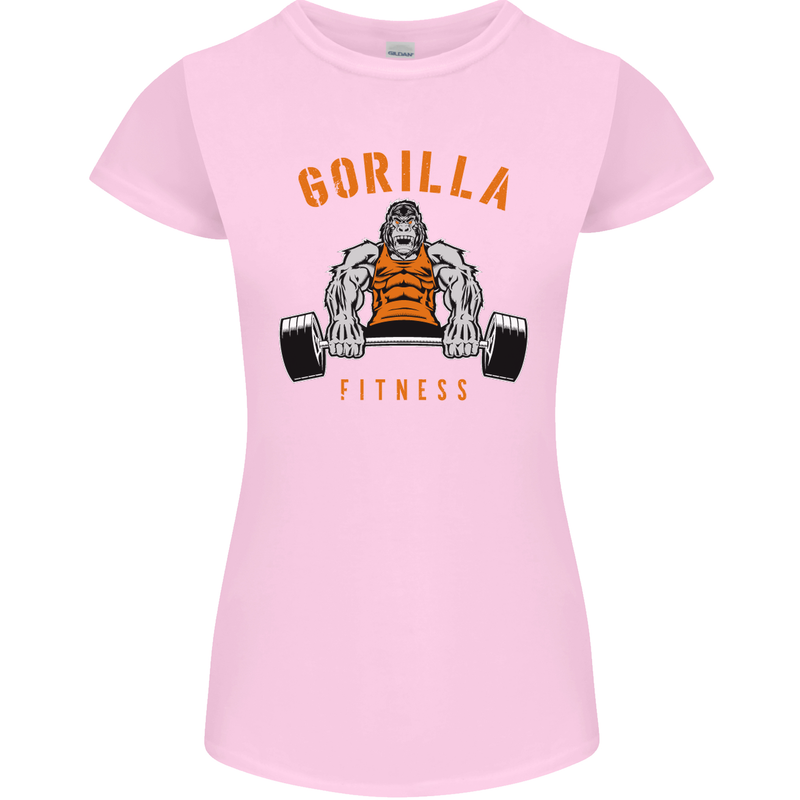 Gym Gorilla Fitness Bodybuilding Training Womens Petite Cut T-Shirt Light Pink