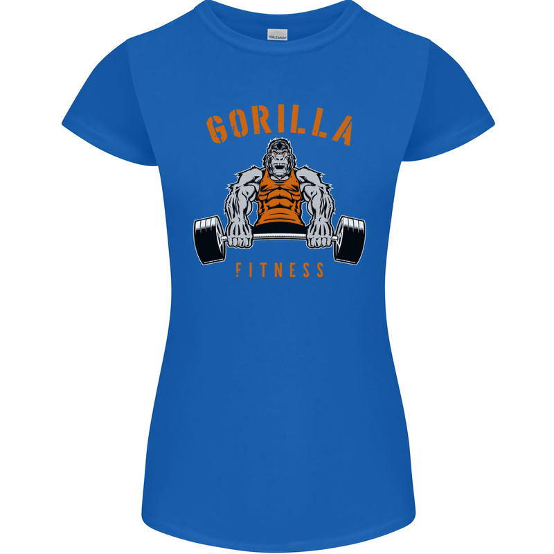 Gym Gorilla Fitness Bodybuilding Training Womens Petite Cut T-Shirt Royal Blue