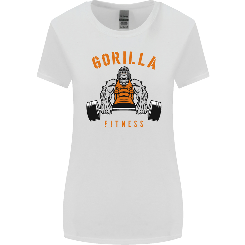 Gym Gorilla Fitness Bodybuilding Training Womens Wider Cut T-Shirt White