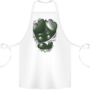 Gym Green Torso Ripped Muscles Effect Cotton Apron 100% Organic White