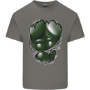 Gym Green Torso Ripped Muscles Effect Kids T-Shirt Childrens Charcoal