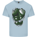 Gym Green Torso Ripped Muscles Effect Kids T-Shirt Childrens Light Blue
