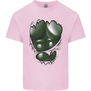 Gym Green Torso Ripped Muscles Effect Kids T-Shirt Childrens Light Pink