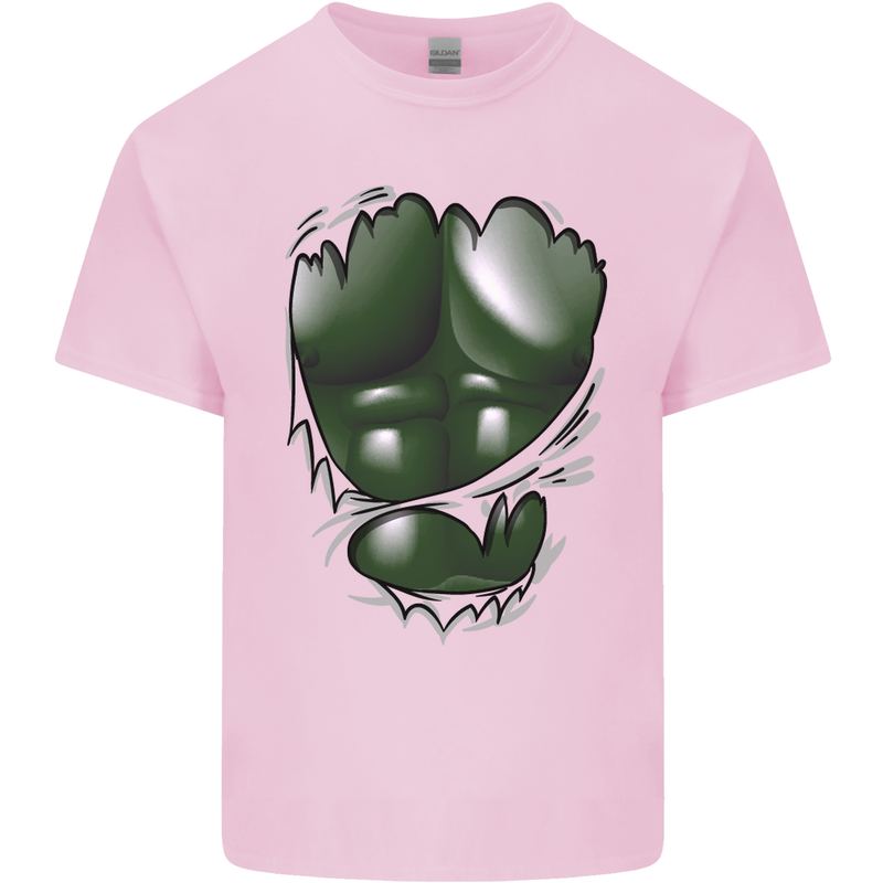 Gym Green Torso Ripped Muscles Effect Kids T-Shirt Childrens Light Pink