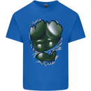 Gym Green Torso Ripped Muscles Effect Kids T-Shirt Childrens Royal Blue