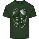 Gym Green Torso Ripped Muscles Effect Mens Cotton T-Shirt Tee Top Forest Green