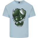 Gym Green Torso Ripped Muscles Effect Mens Cotton T-Shirt Tee Top Light Blue