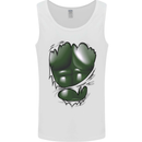 Gym Green Torso Ripped Muscles Effect Mens Vest Tank Top White