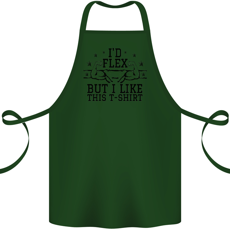 Gym I'd Flex but I Like This Funny Cotton Apron 100% Organic Forest Green