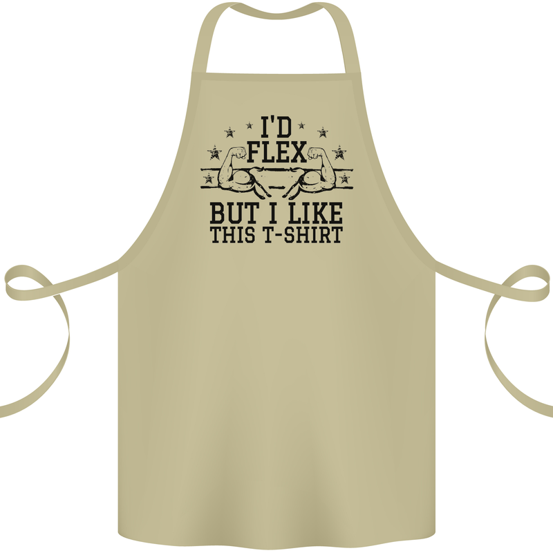Gym I'd Flex but I Like This Funny Cotton Apron 100% Organic Khaki