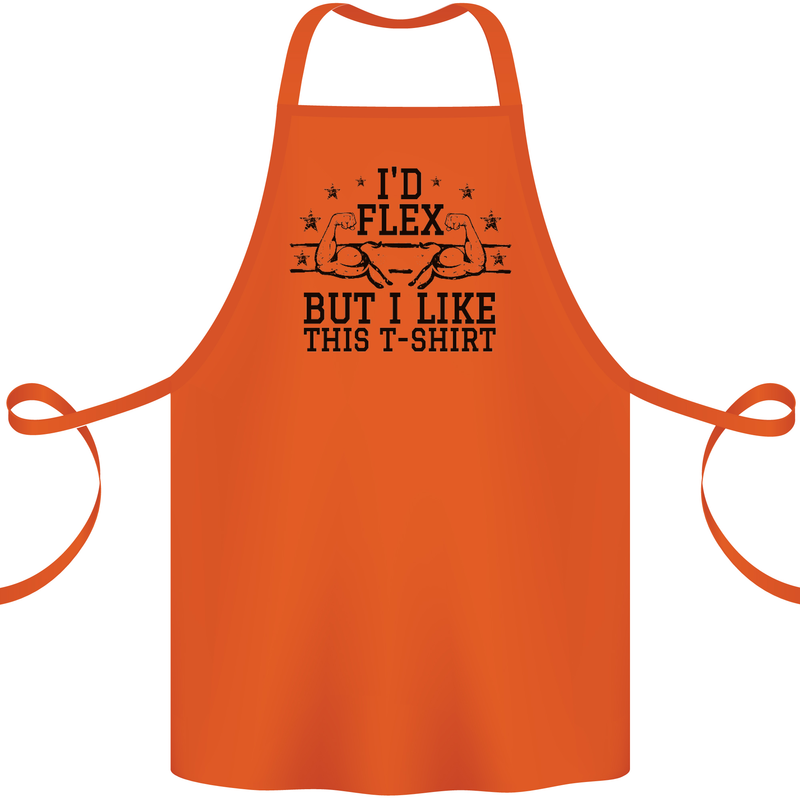 Gym I'd Flex but I Like This Funny Cotton Apron 100% Organic Orange