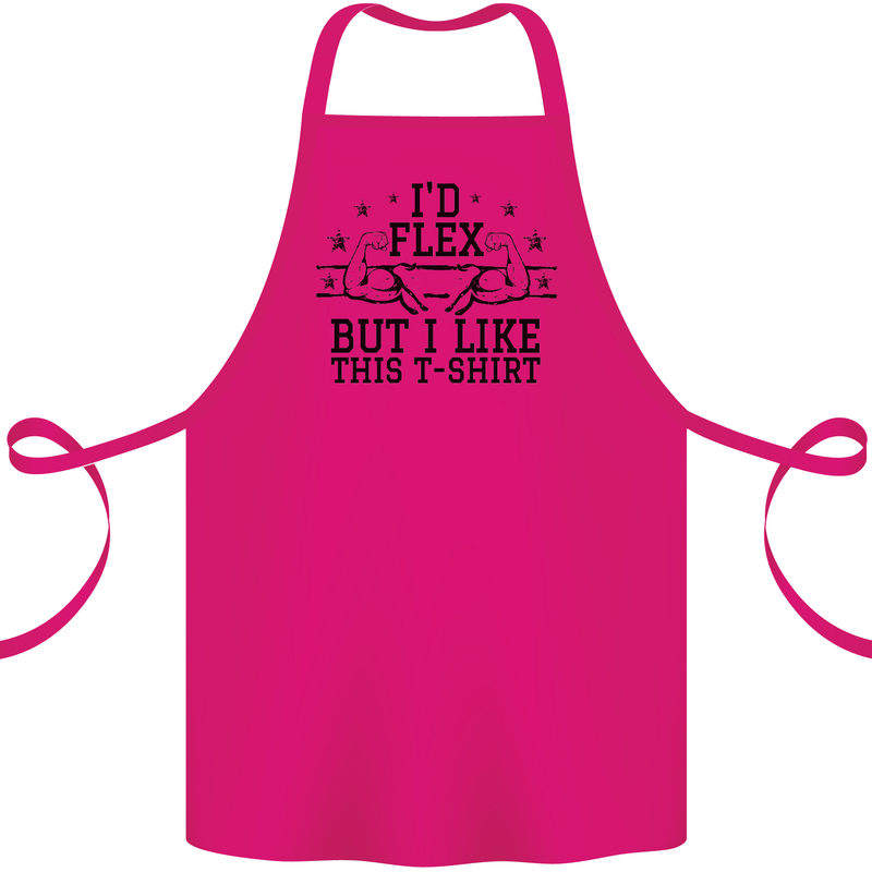 Gym I'd Flex but I Like This Funny Cotton Apron 100% Organic Pink